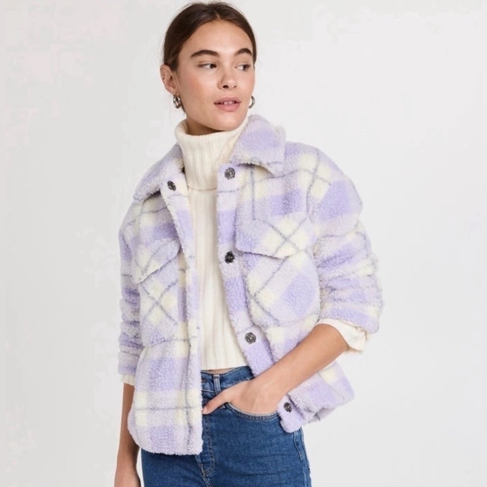 Purple Plaid Faux Fur Sherpa Jacket - Small - Retail $140 - Avec Les Filles